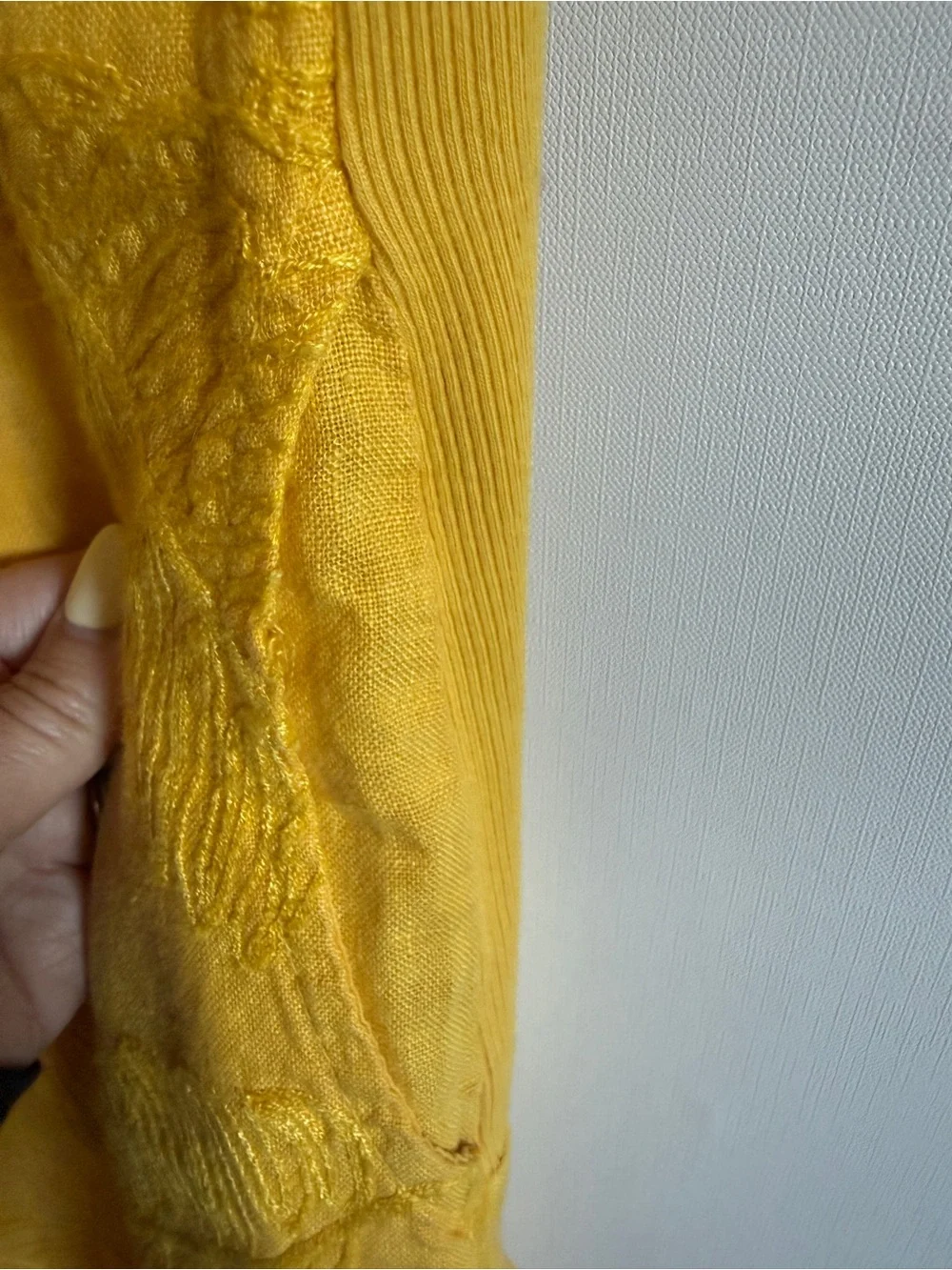 Lina Tomei Italian Linen Blend Mustard Embroidered Shift Dress M - Picture 2 of 7
